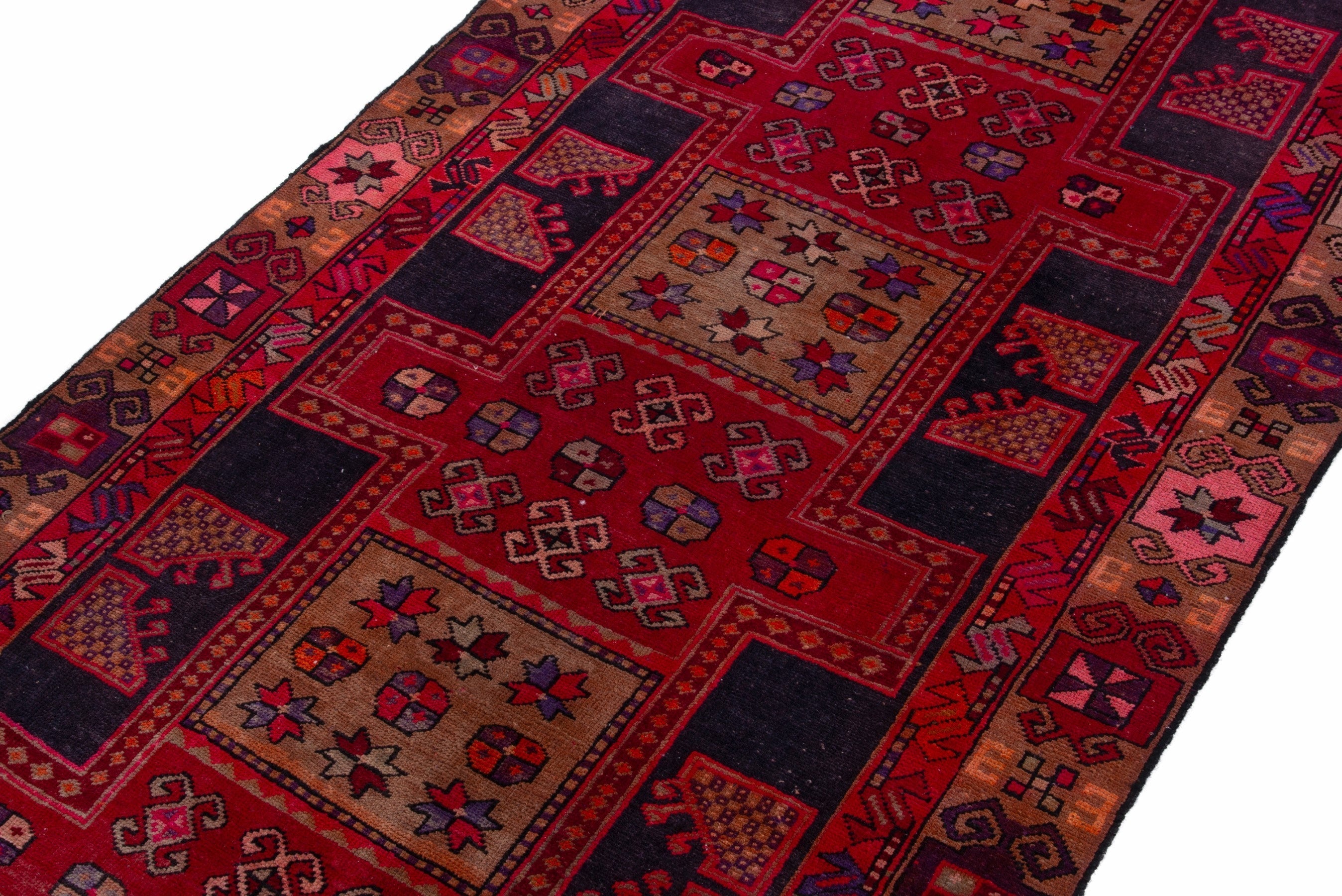 Persian Ardabil runner rug in deep red and terracotta, view 6 of 18
