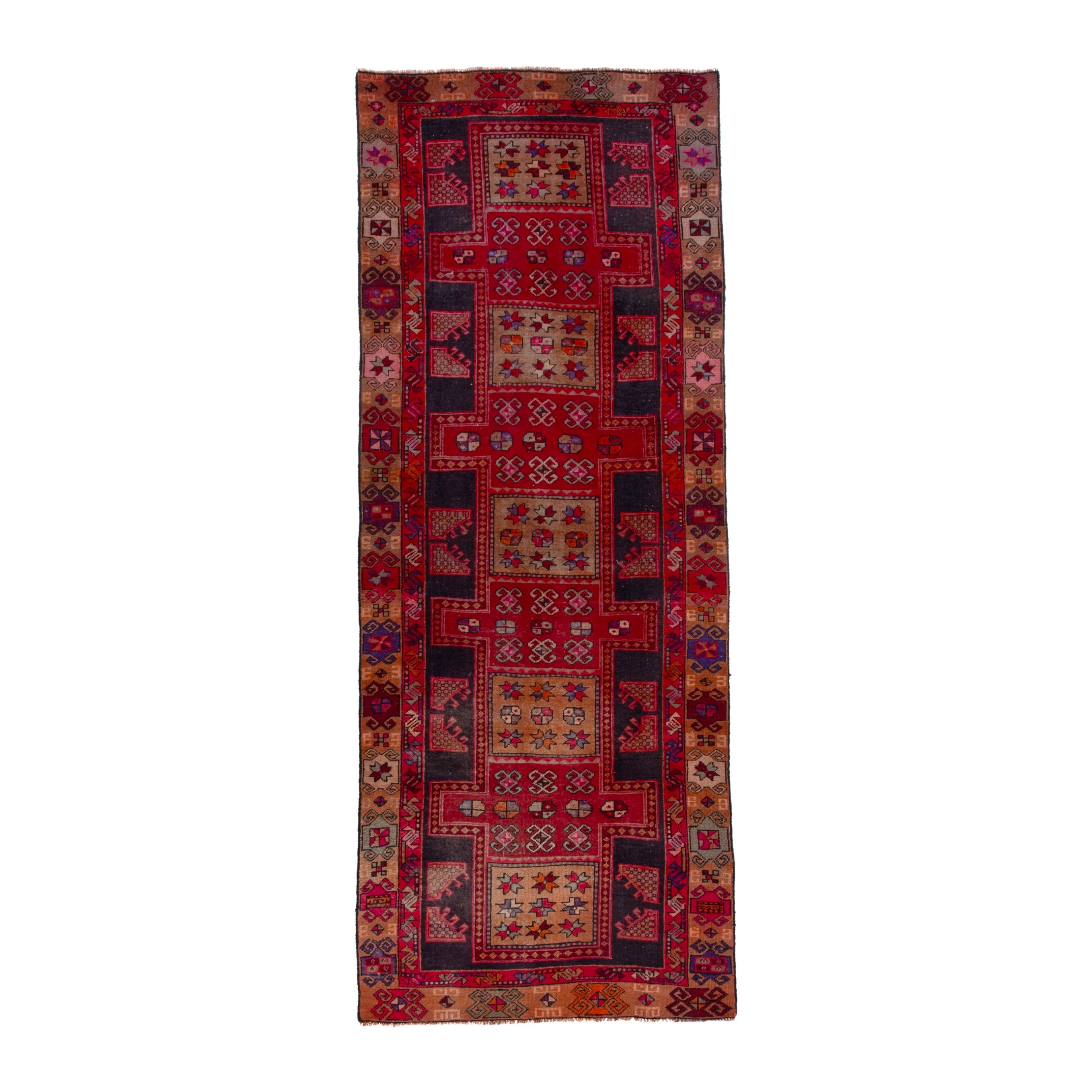 Persian Ardabil runner rug in deep red and terracotta, 3'10" x 10'2"