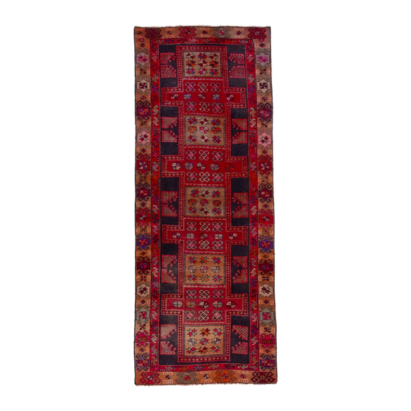 Persian Ardabil runner rug in deep red and terracotta, 3'10" x 10'2"