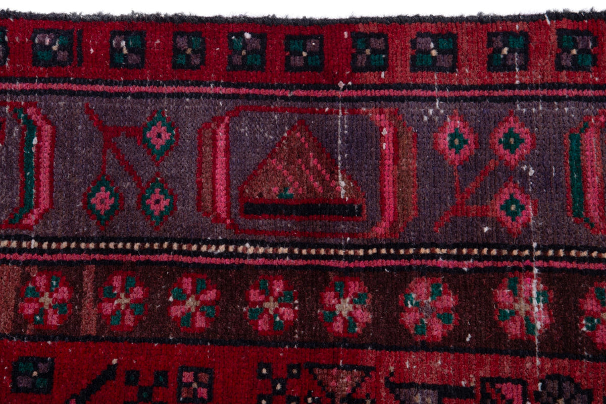 Turkish Anatolian area rug in deep red and navy, view 3 of 19