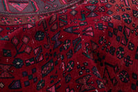 Turkish Anatolian area rug in deep red and navy, view 6 of 19