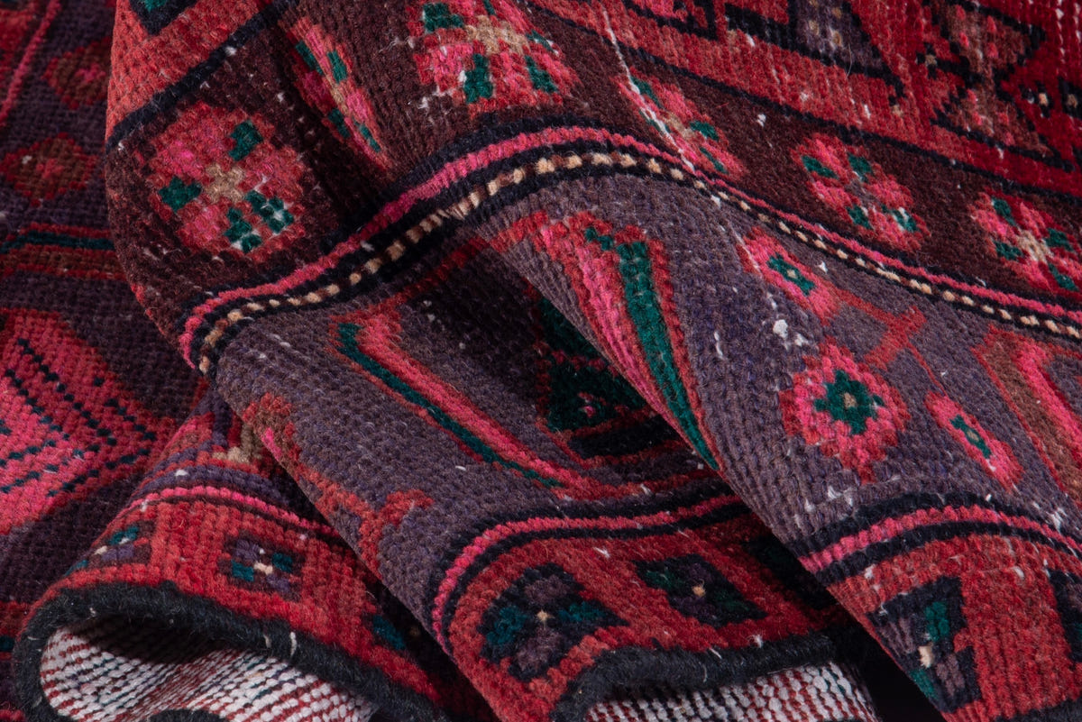 Turkish Anatolian area rug in deep red and navy, view 7 of 19