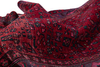 Turkish Anatolian area rug in deep red and navy, view 8 of 19