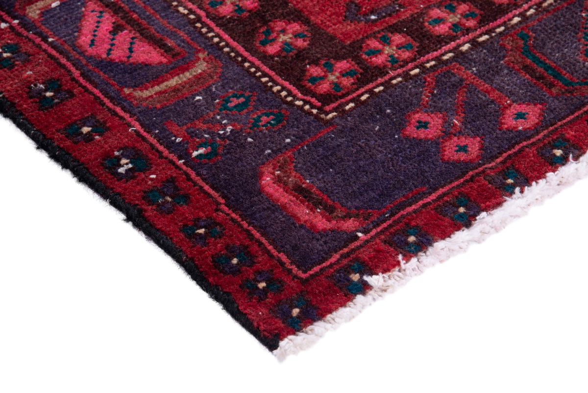 Turkish Anatolian area rug in deep red and navy, view 11 of 19