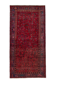 Turkish Anatolian area rug in deep red and navy, view 2 of 19