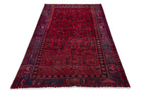 Turkish Anatolian area rug in deep red and navy, view 12 of 19