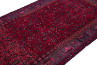 Turkish Anatolian area rug in deep red and navy, view 14 of 19