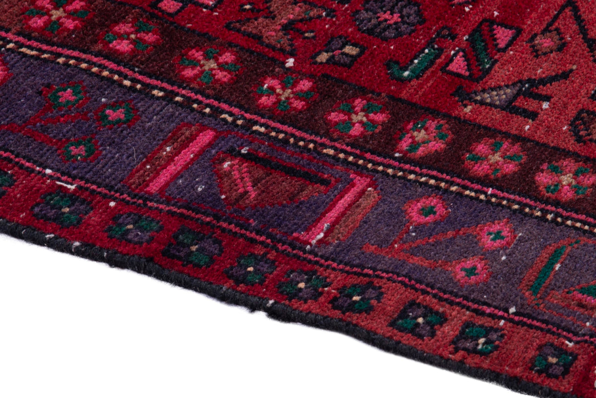 Turkish Anatolian area rug in deep red and navy, view 16 of 19