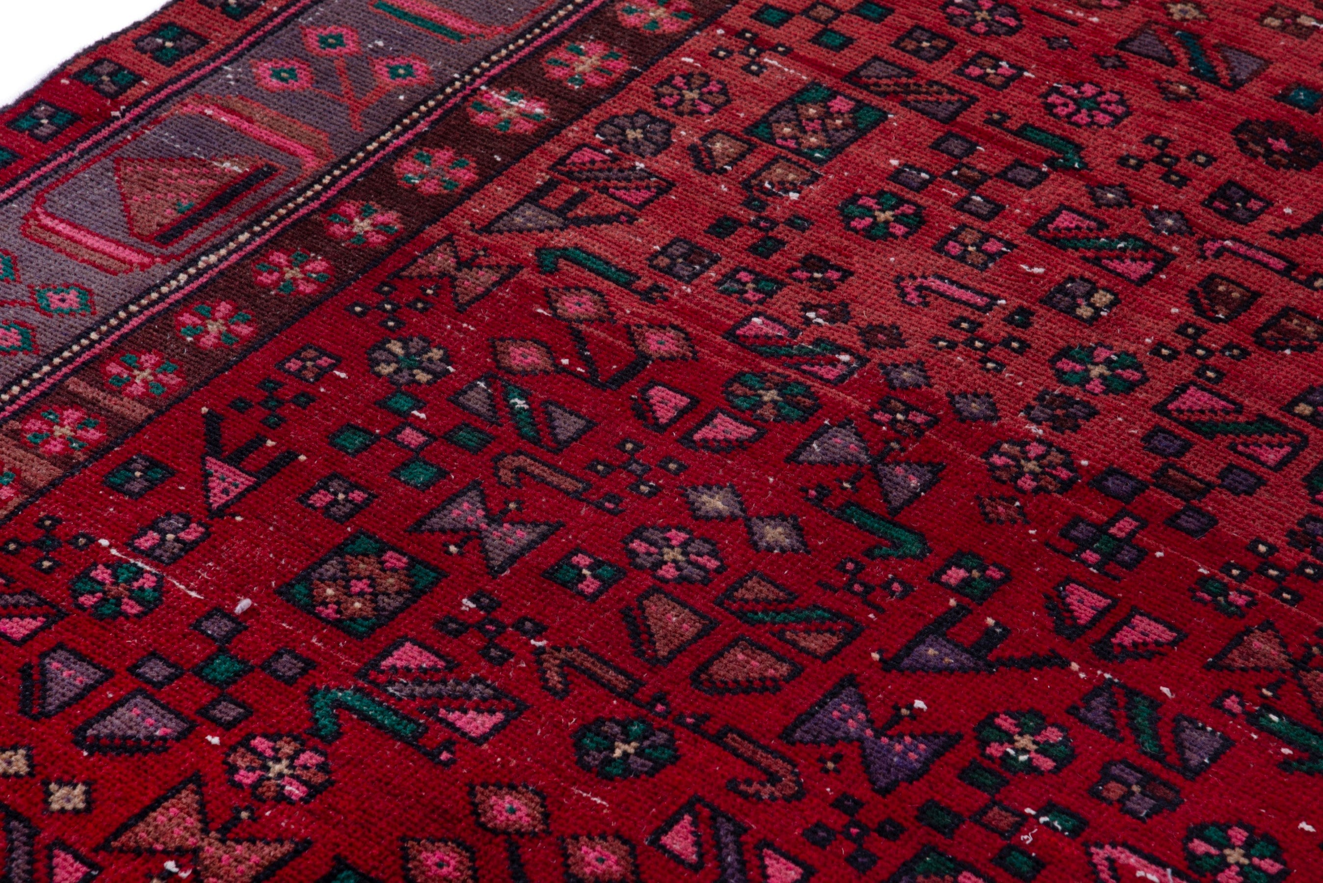 Persian area rug in deep red and navy, view 7 of 18