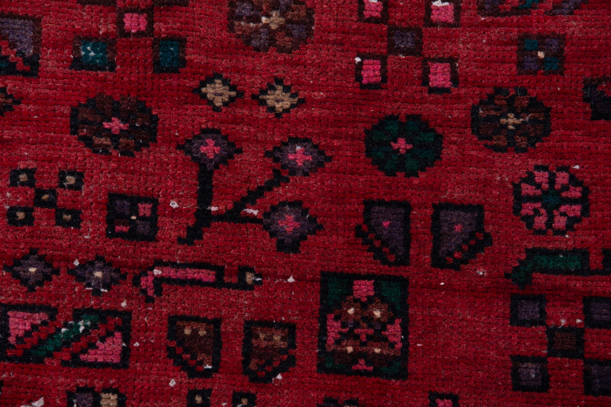 Turkish Anatolian area rug in deep red and navy, view 18 of 19