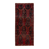 Persian Baluch runner rug in deep red and dark blue, 4'3" x 9'9"