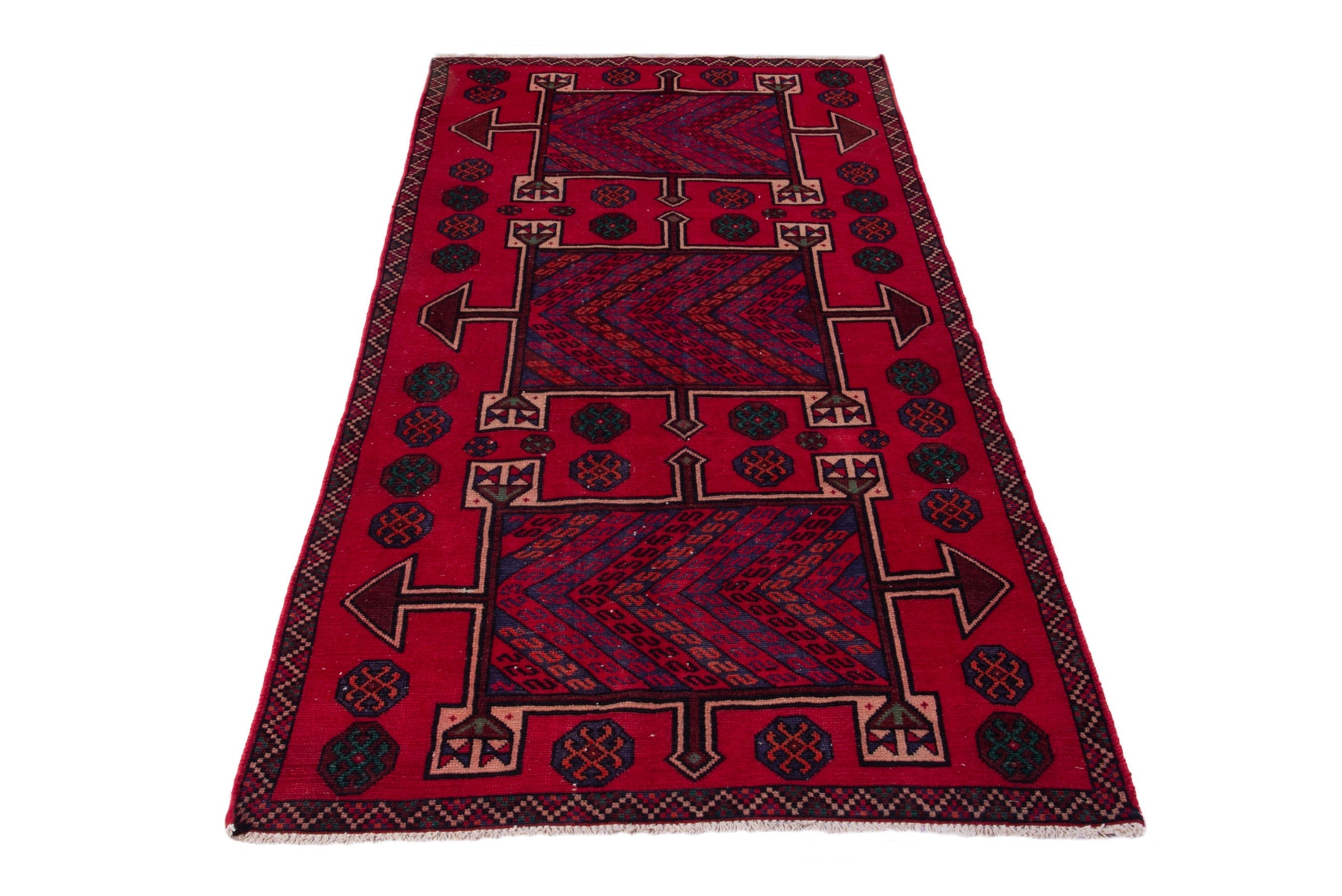 Persian Ghoochan runner rug in deep red and burgundy, view 2 of 20