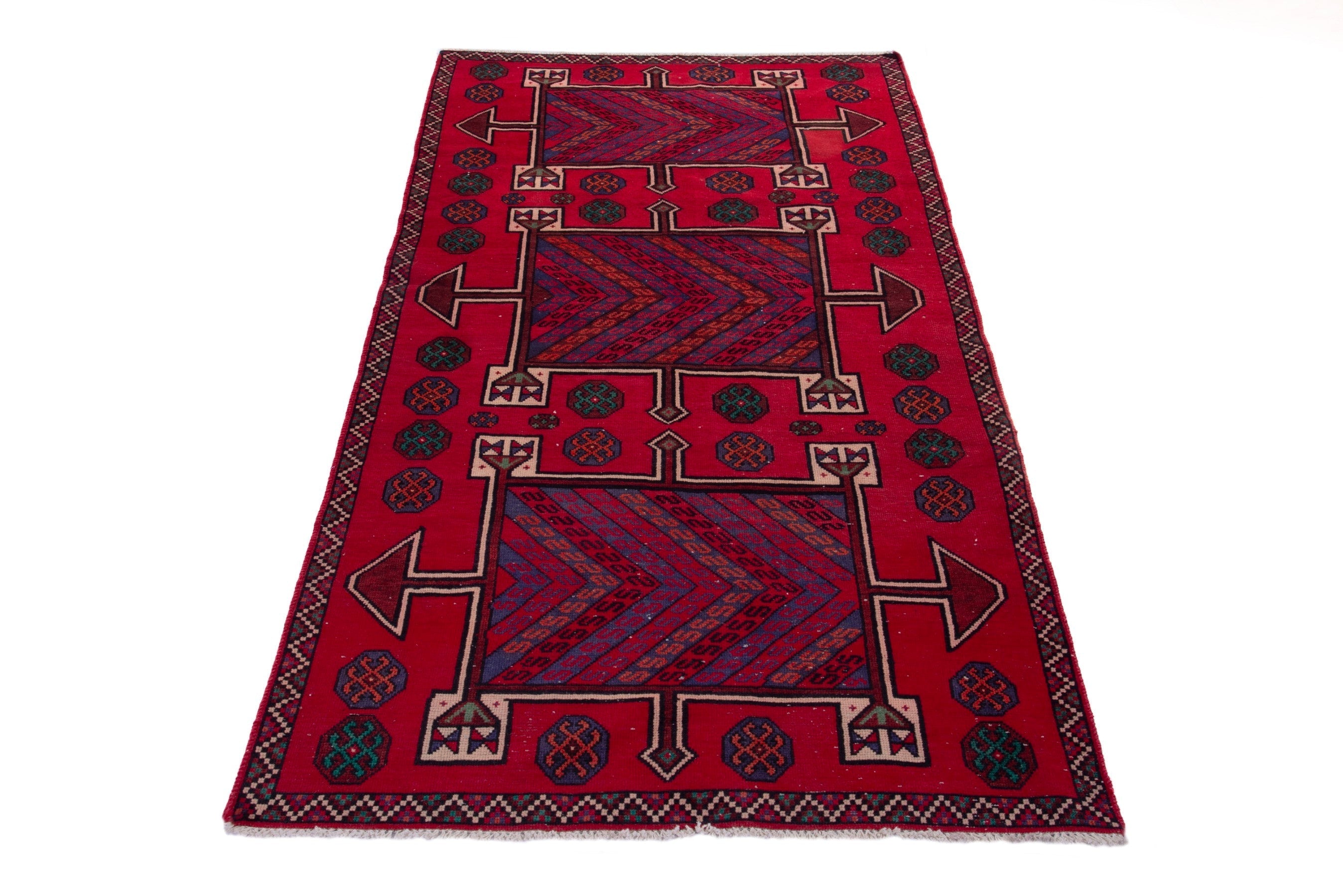 Persian Ghoochan runner rug in deep red and burgundy, view 3 of 20