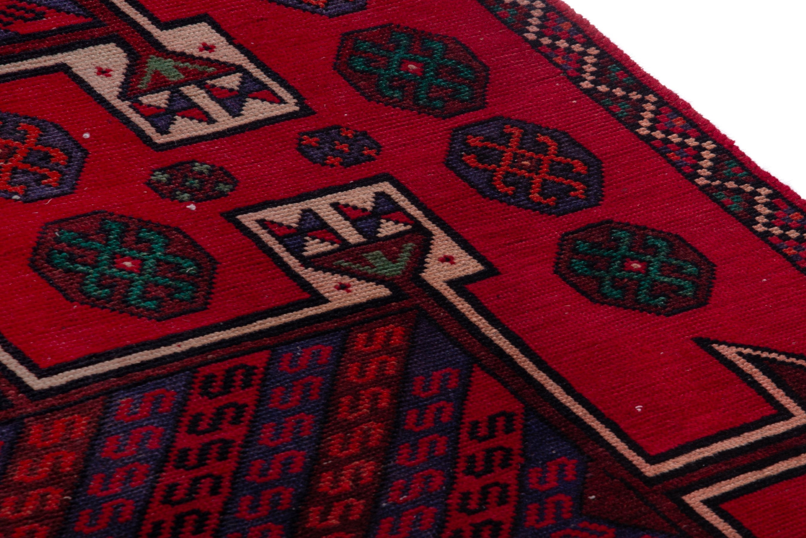 Persian Ghoochan runner rug in deep red and burgundy, view 5 of 20
