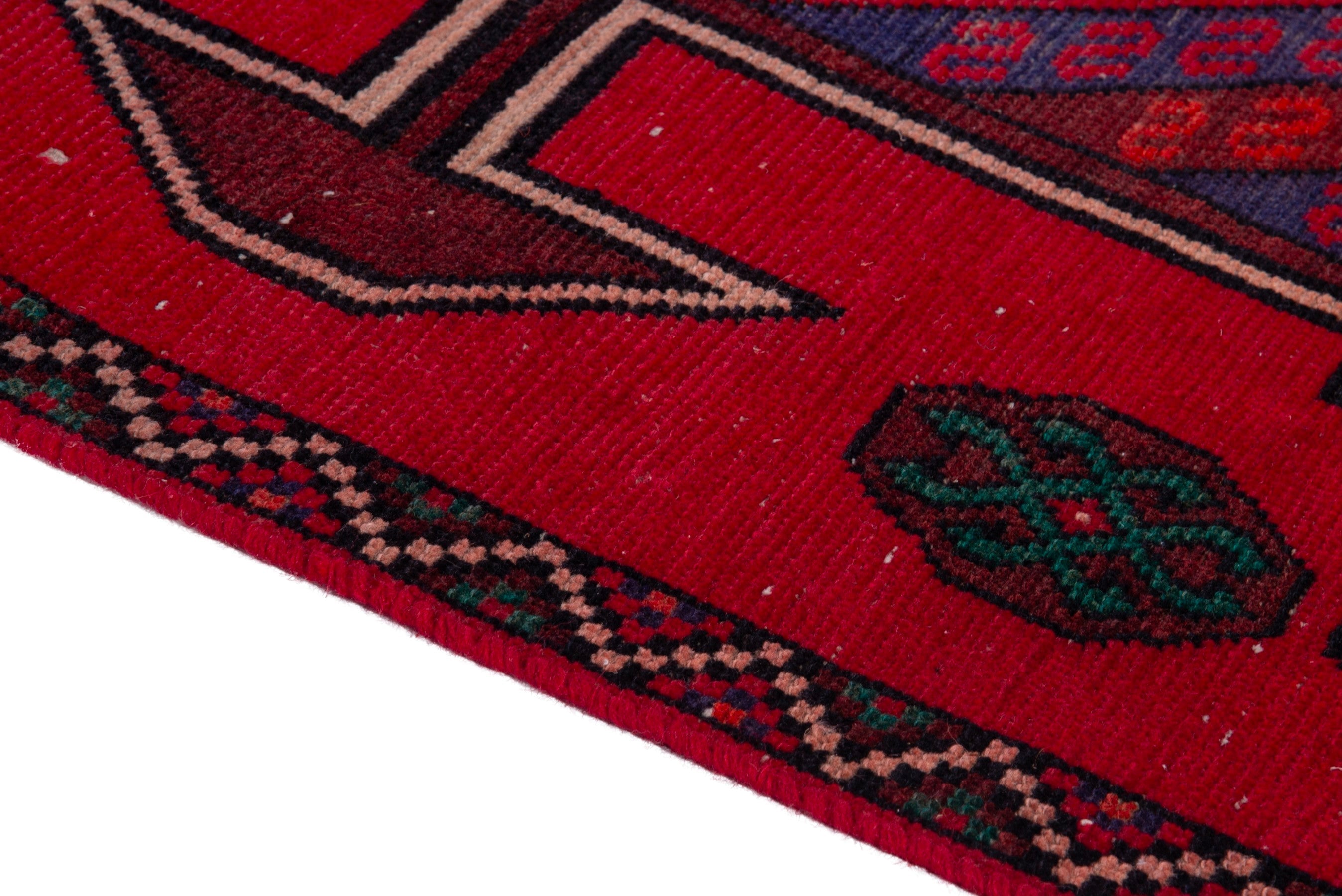 Persian Ghoochan runner rug in deep red and burgundy, view 6 of 20
