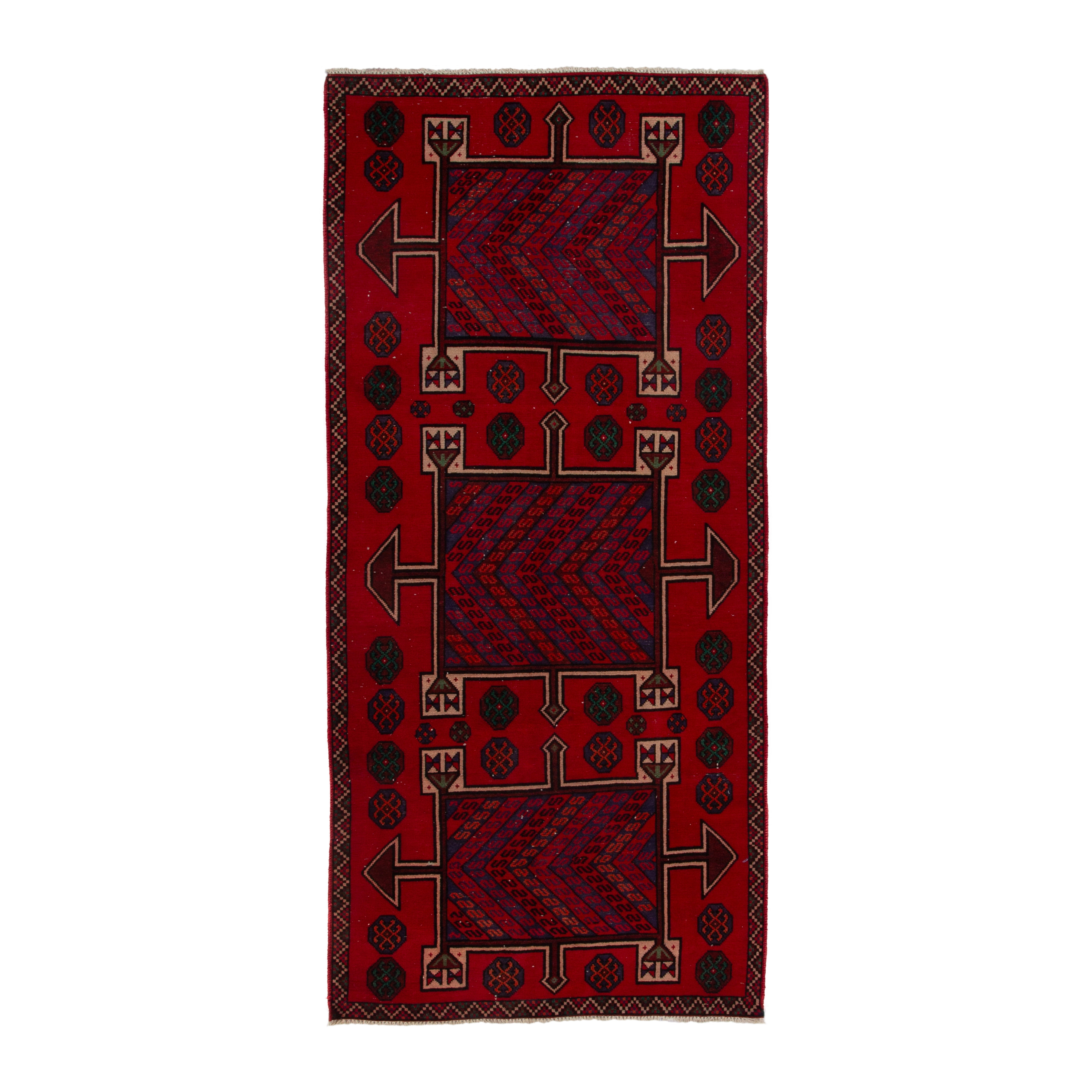 Persian Ghoochan runner rug in deep red and burgundy, 3'8" x 8'7"