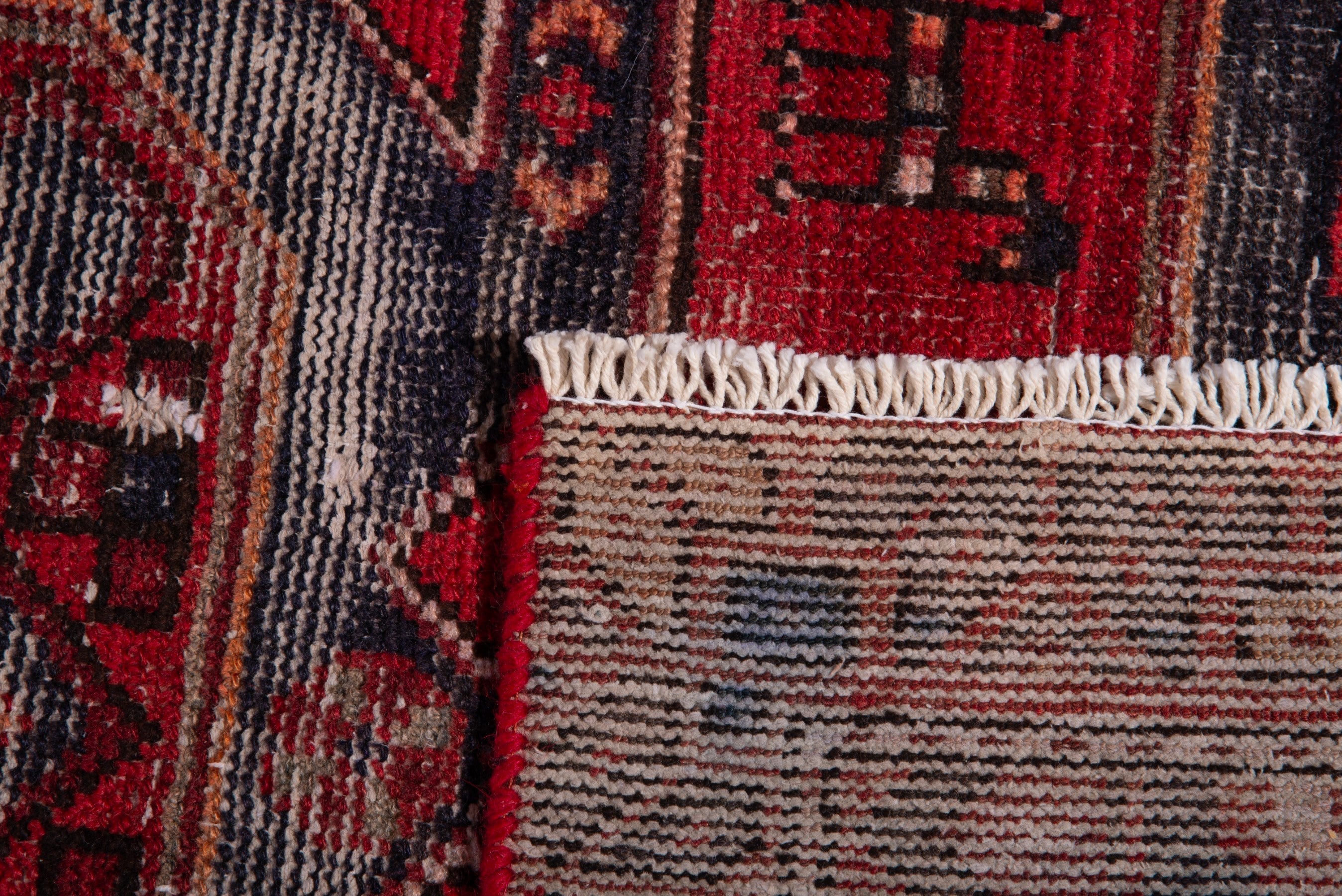 Persian Zanjan runner rug in deep red and faded red, view 19 of 19