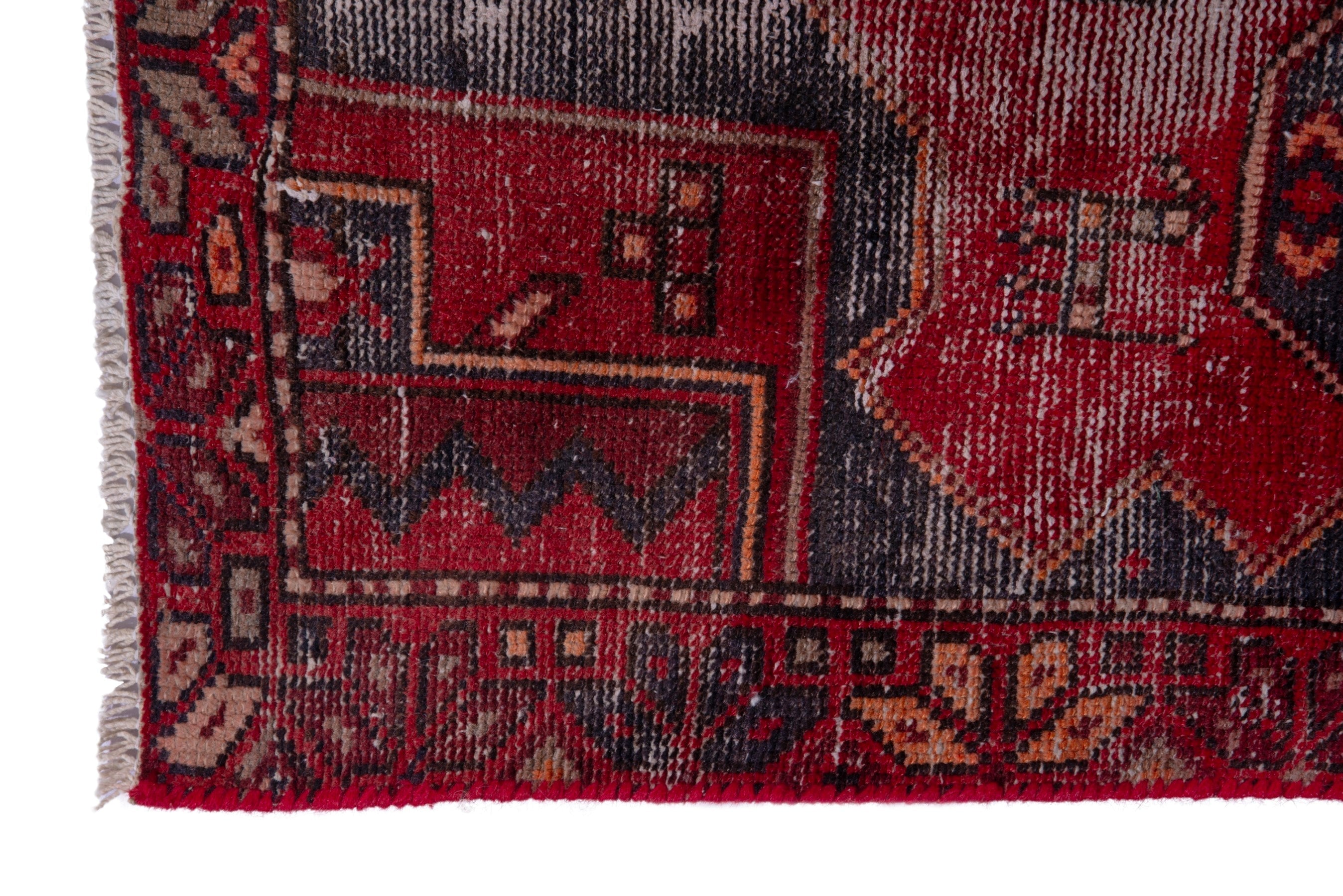 Persian Zanjan runner rug in deep red and faded red, view 5 of 19