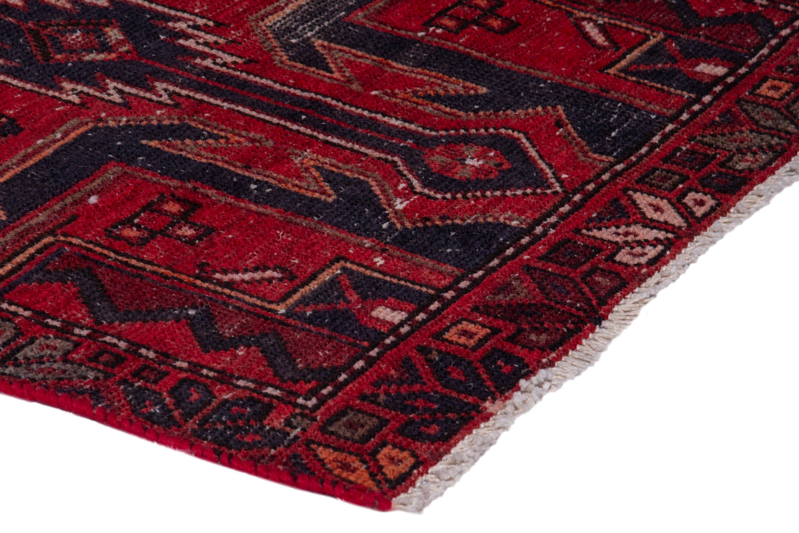 Persian Zanjan runner rug in deep red and faded red, view 4 of 19