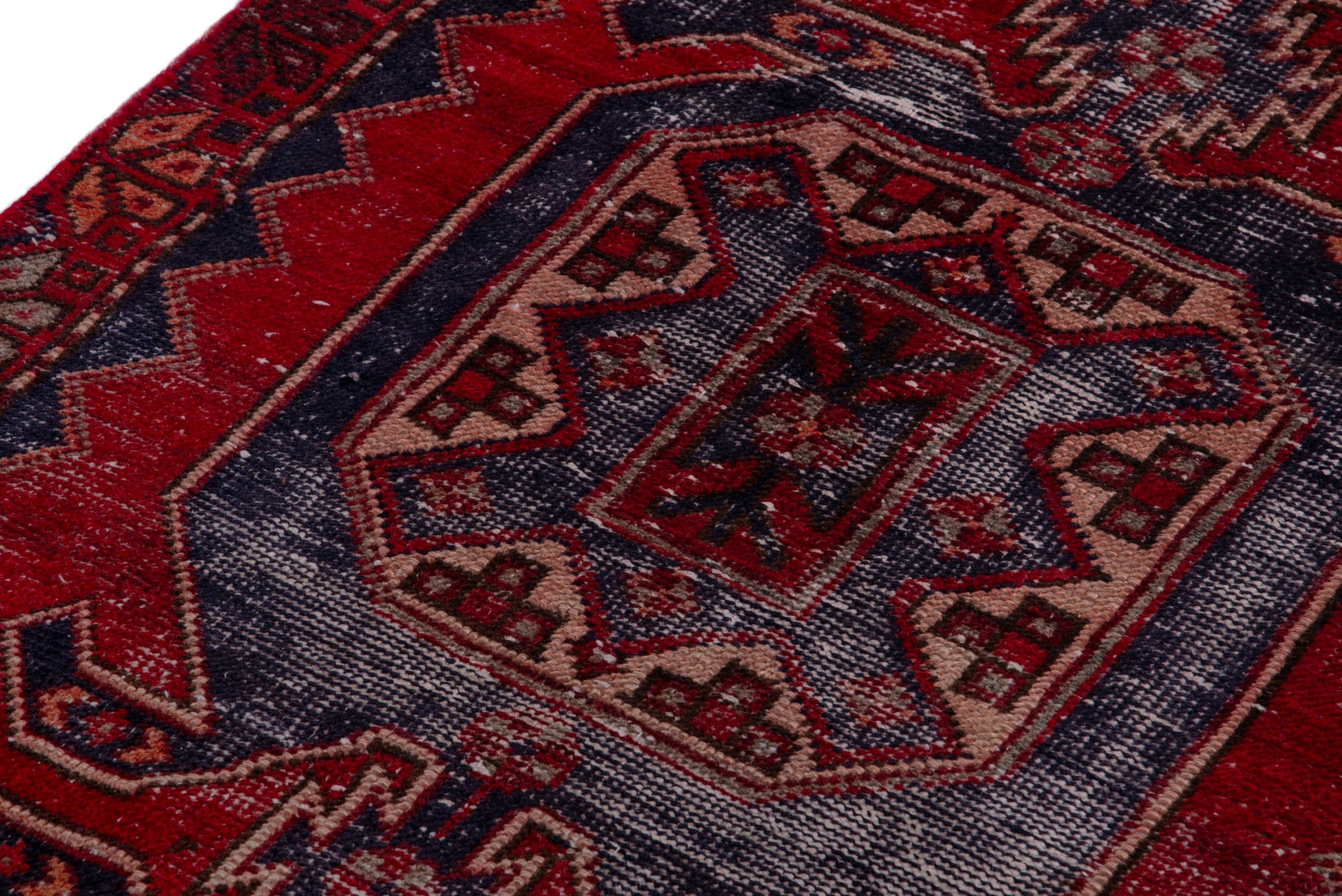 Persian Zanjan runner rug in deep red and faded red, view 7 of 19