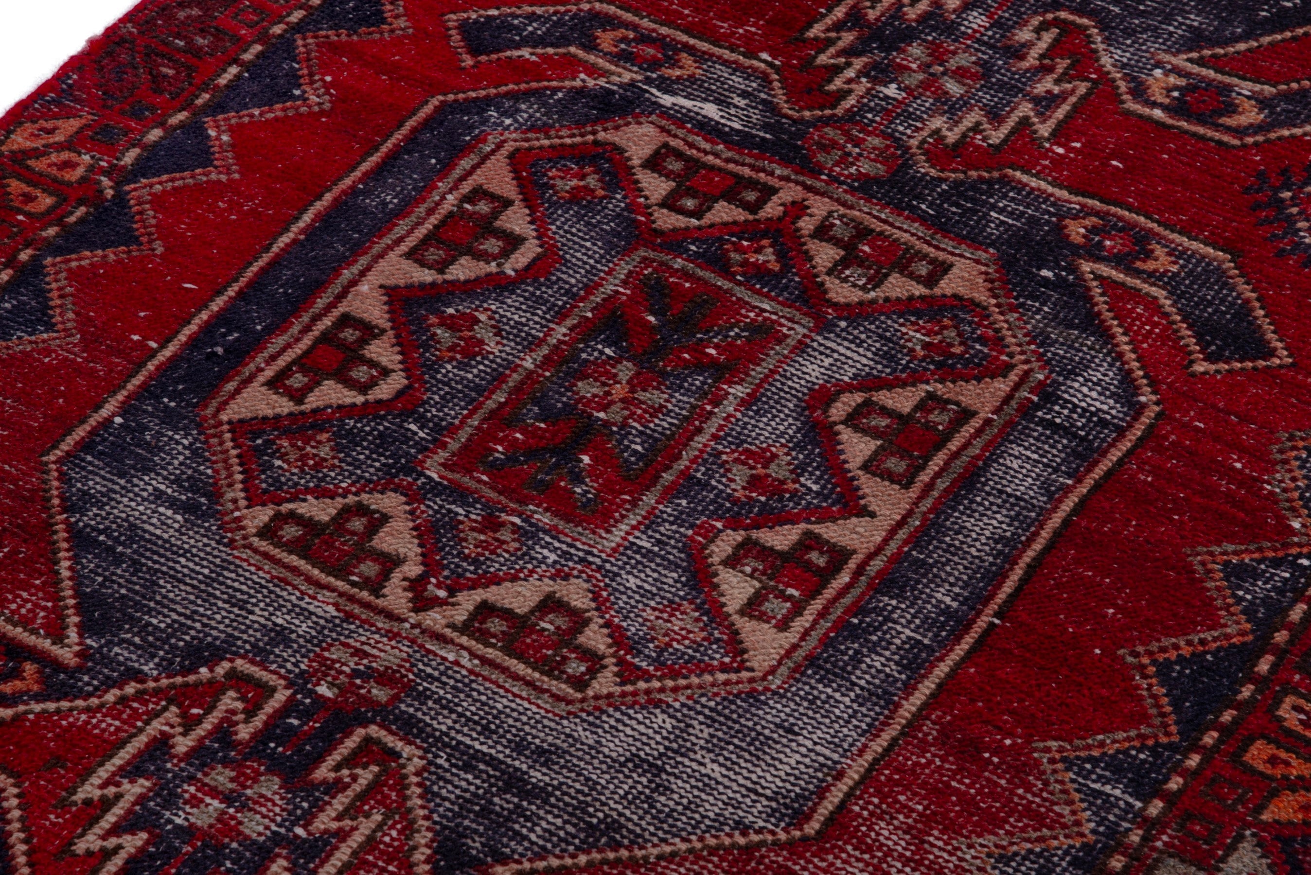 Persian Zanjan runner rug in deep red and faded red, view 9 of 19