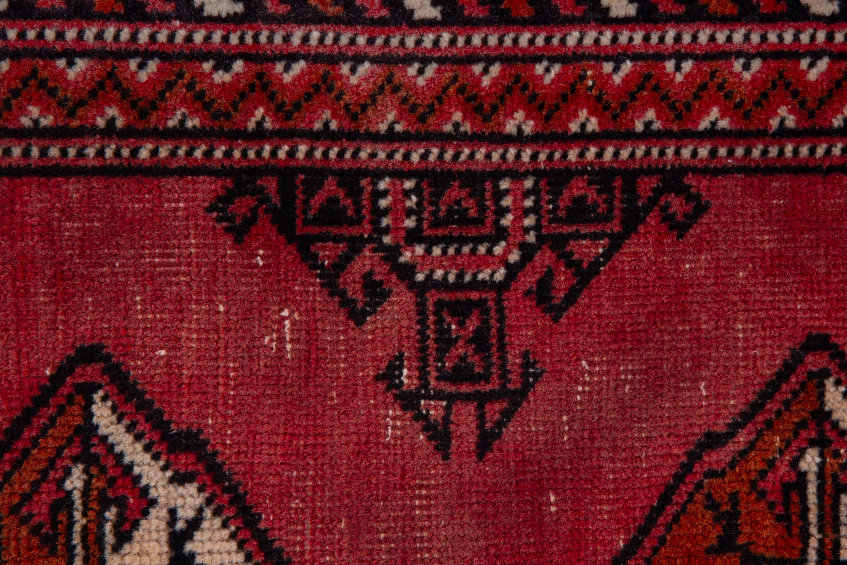 Persian Torkaman runner rug in deep red and cream, view 10 of 17