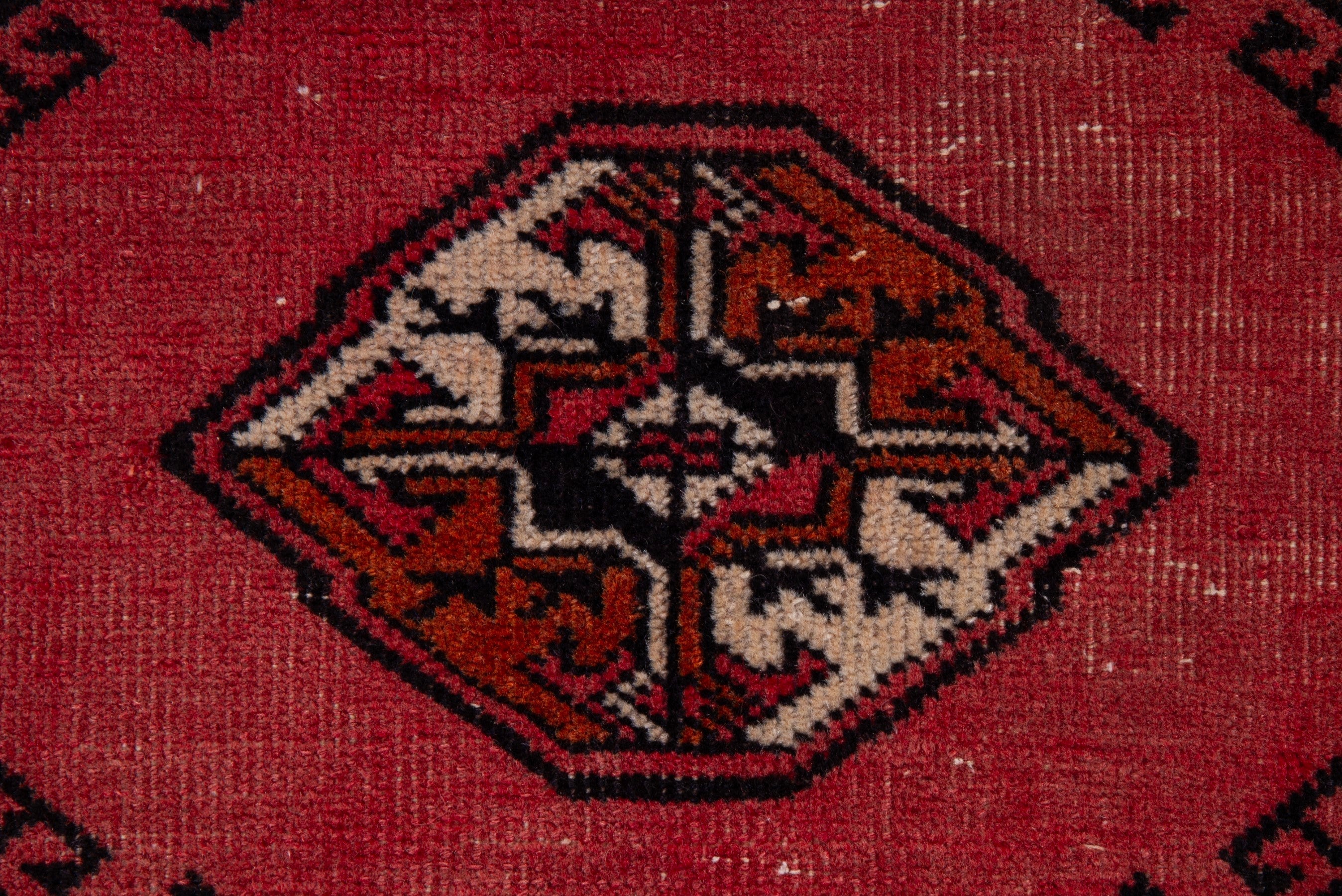Persian Torkaman runner rug in deep red and cream, view 11 of 17