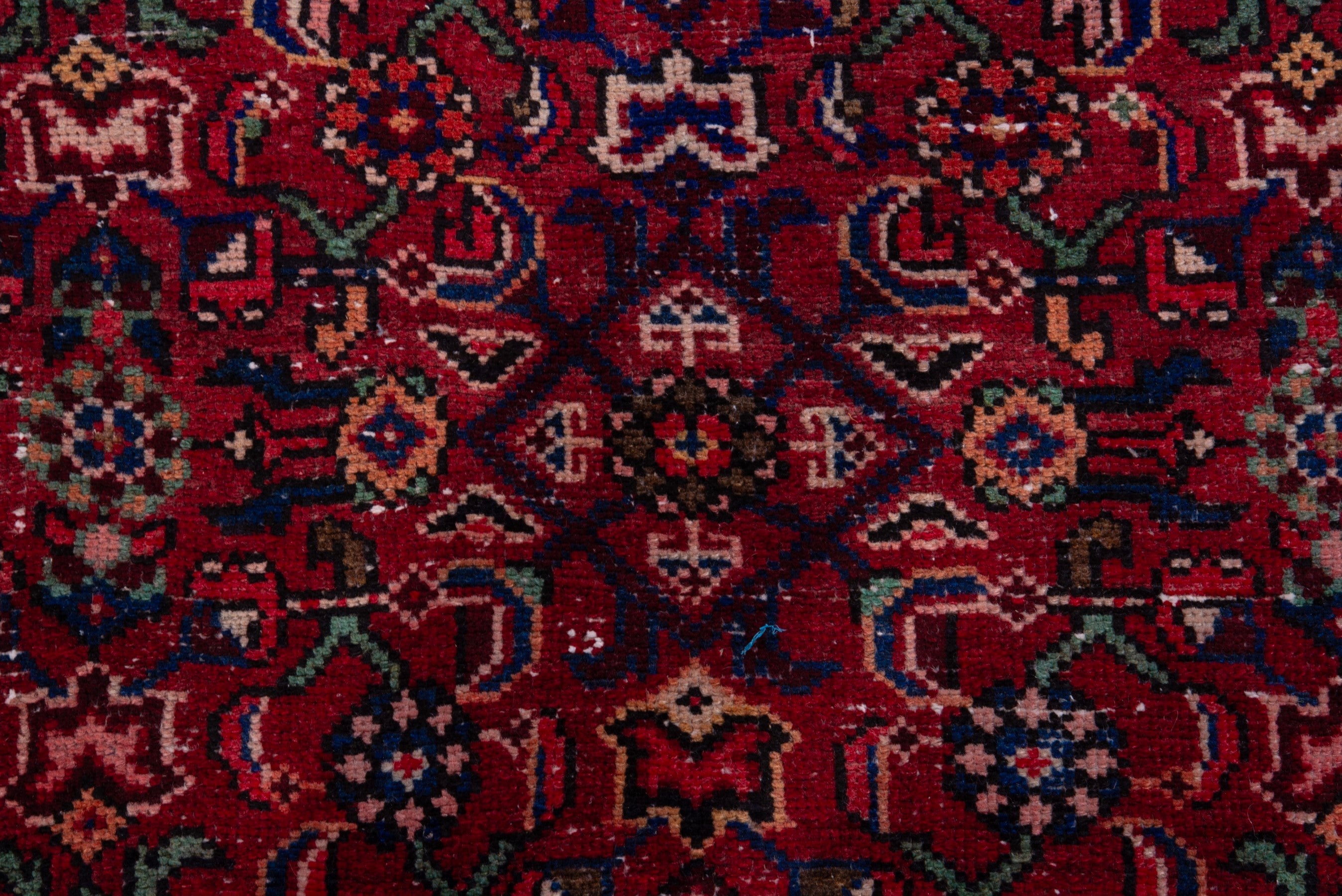 Persian Hamedan area rug in deep red and burgundy, view 9 of 18