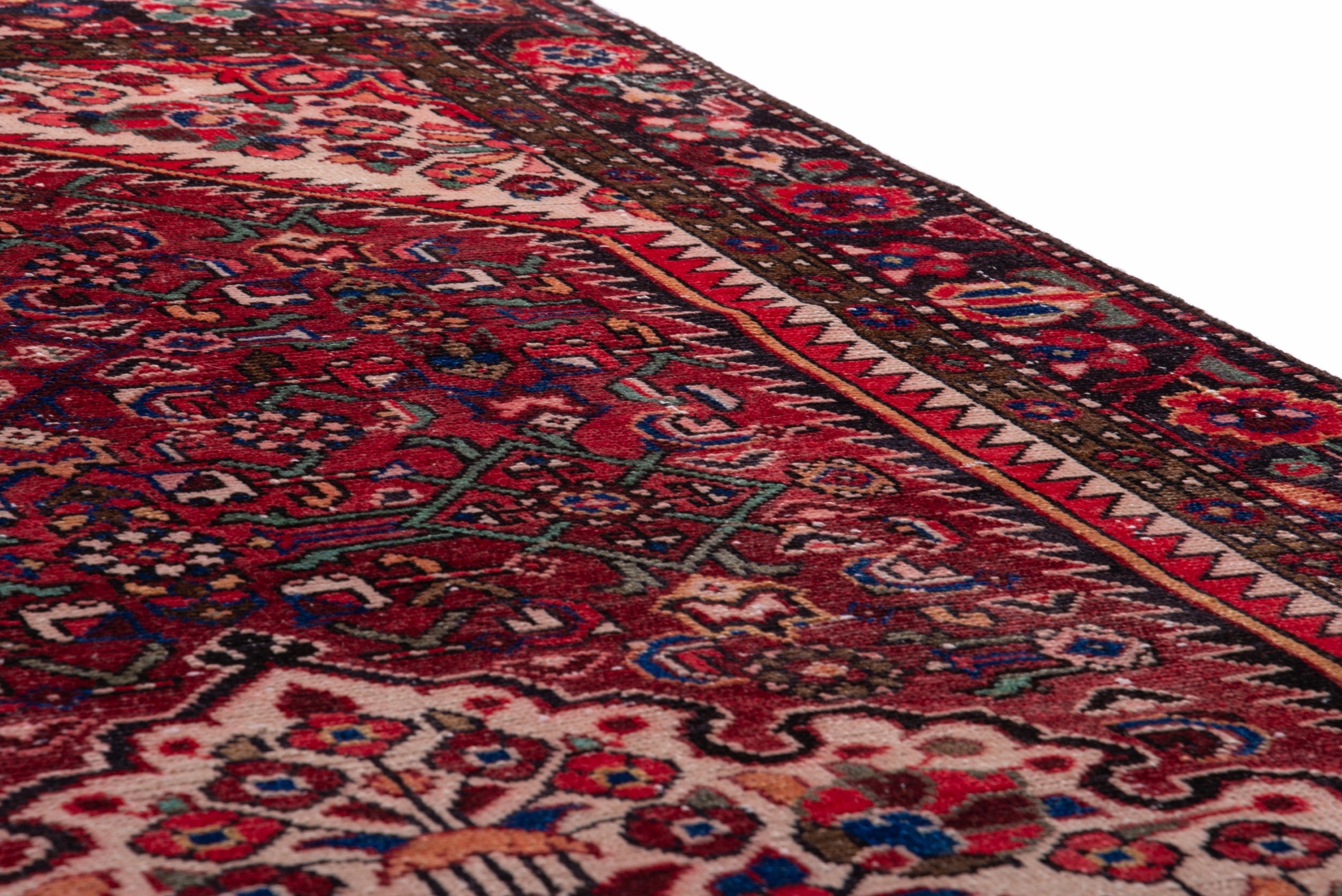 Persian Hamedan area rug in deep red and burgundy, view 13 of 18