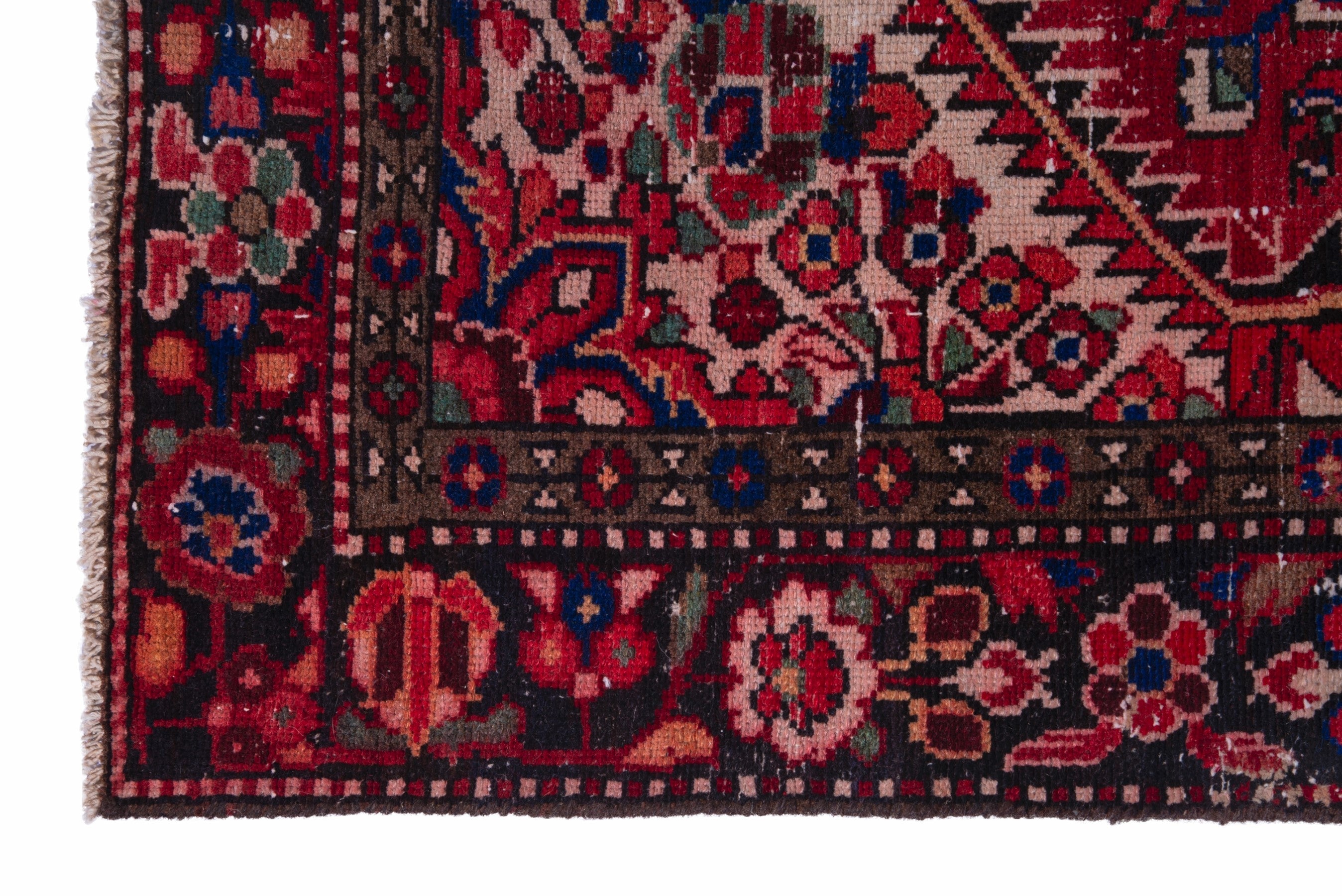 Persian Hamedan area rug in deep red and burgundy, view 5 of 18