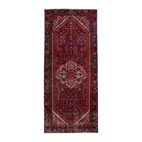 Persian Hamadan runner rug in deep red and burgundy, 4'3" x 10'2"
