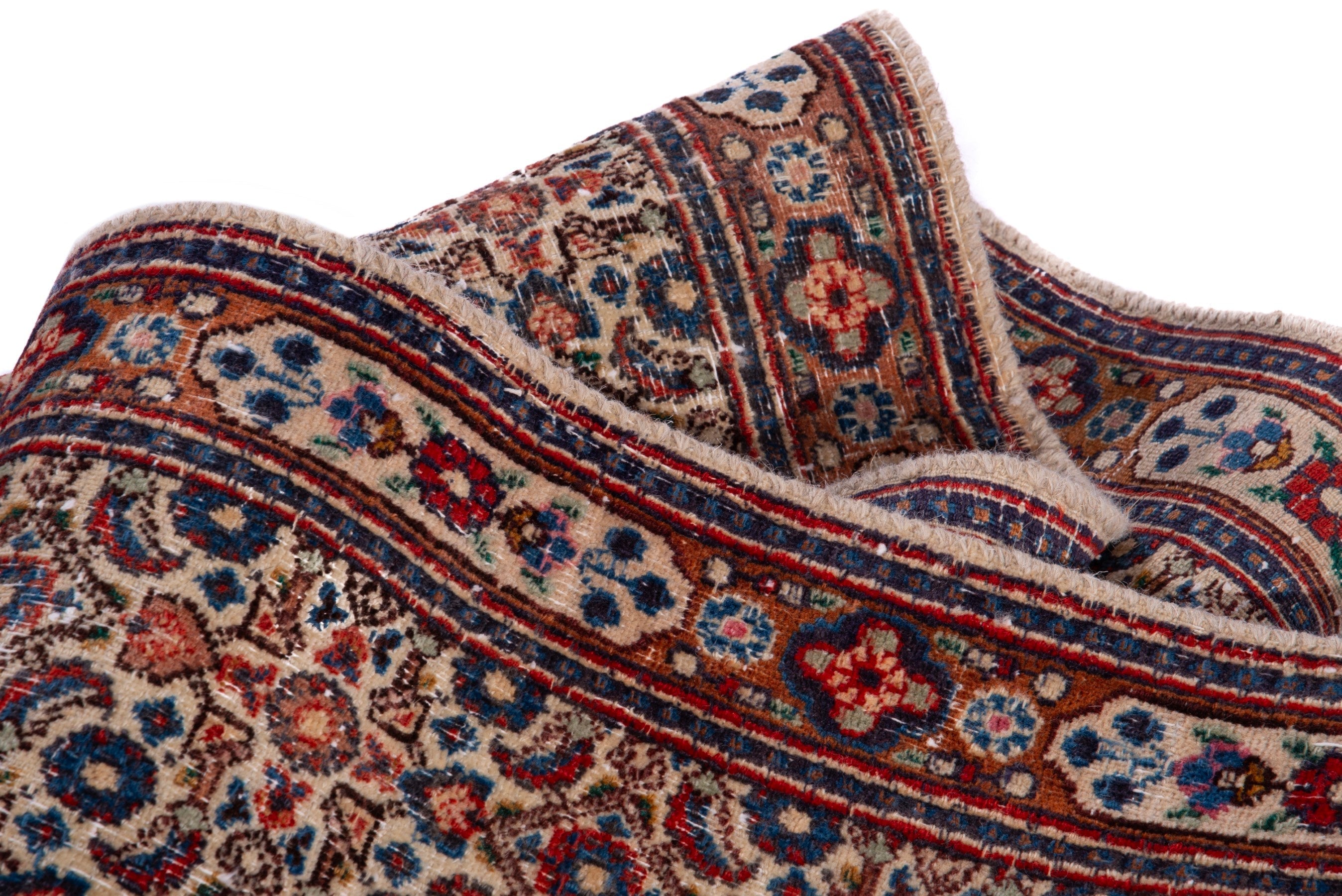 Persian Birjand runner rug in terracotta and cream, view 17 of 18