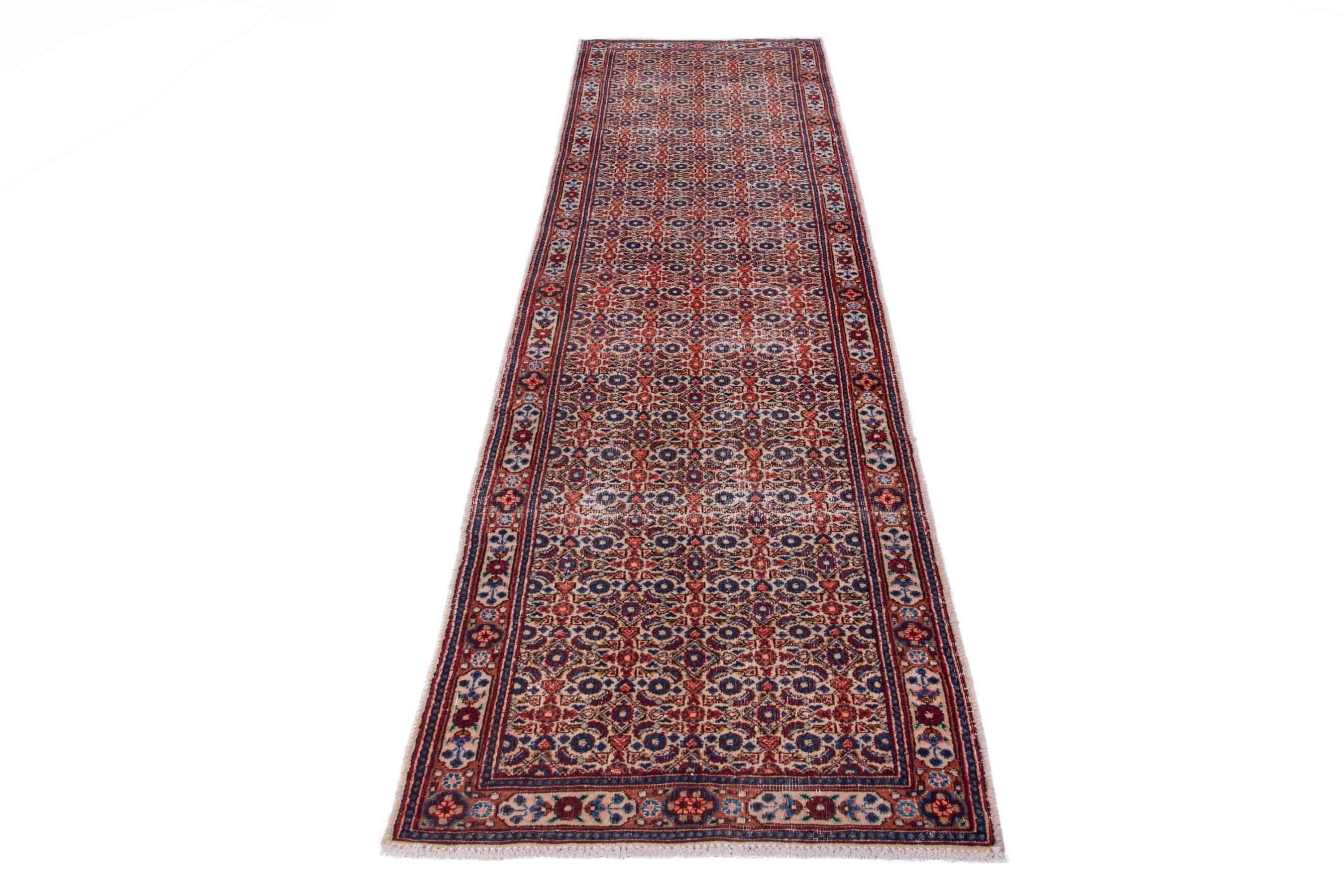 Persian Birjand runner rug in terracotta and cream, view 2 of 18