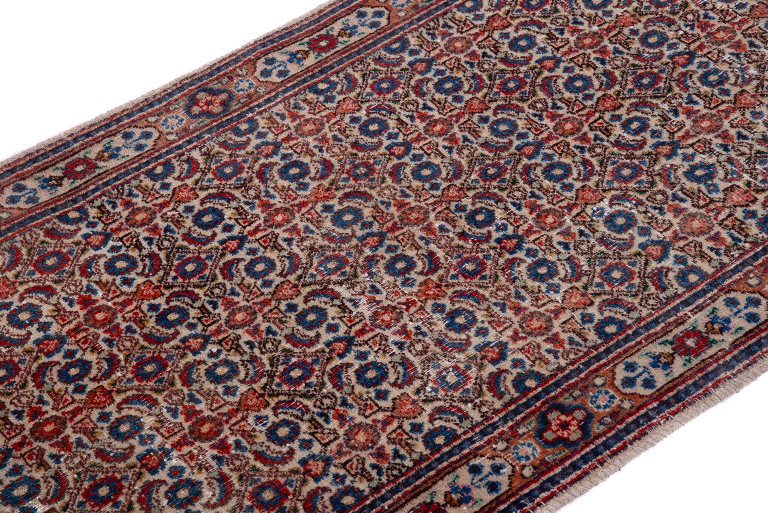 Persian Birjand runner rug in terracotta and cream, view 6 of 18