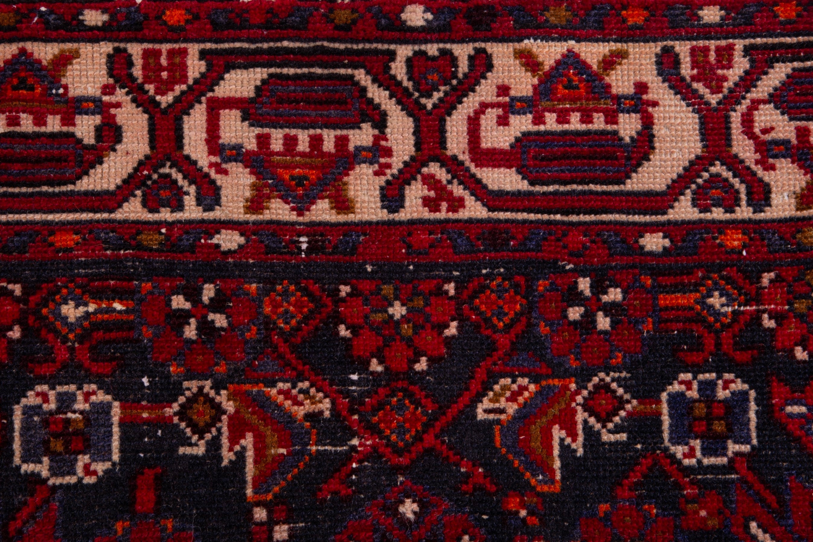 Persian Hamedan runner rug in deep red and muted pink, view 12 of 18