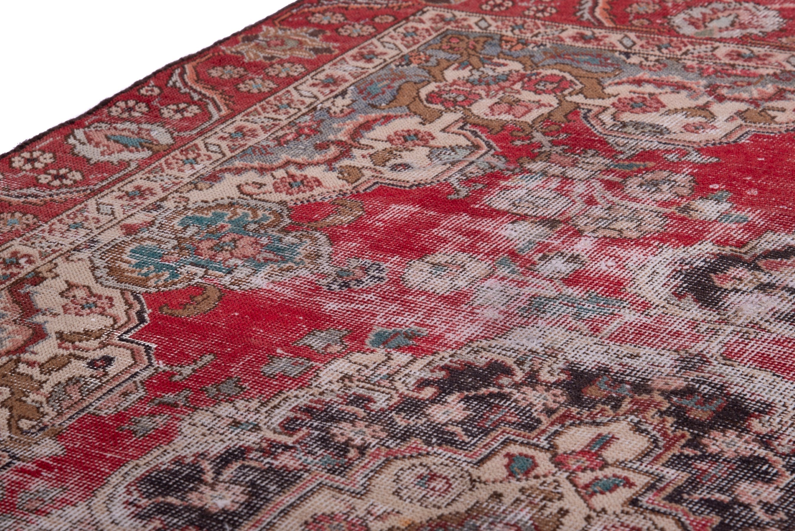 Persian Tabriz accent rug in faded red and greige, view 13 of 17