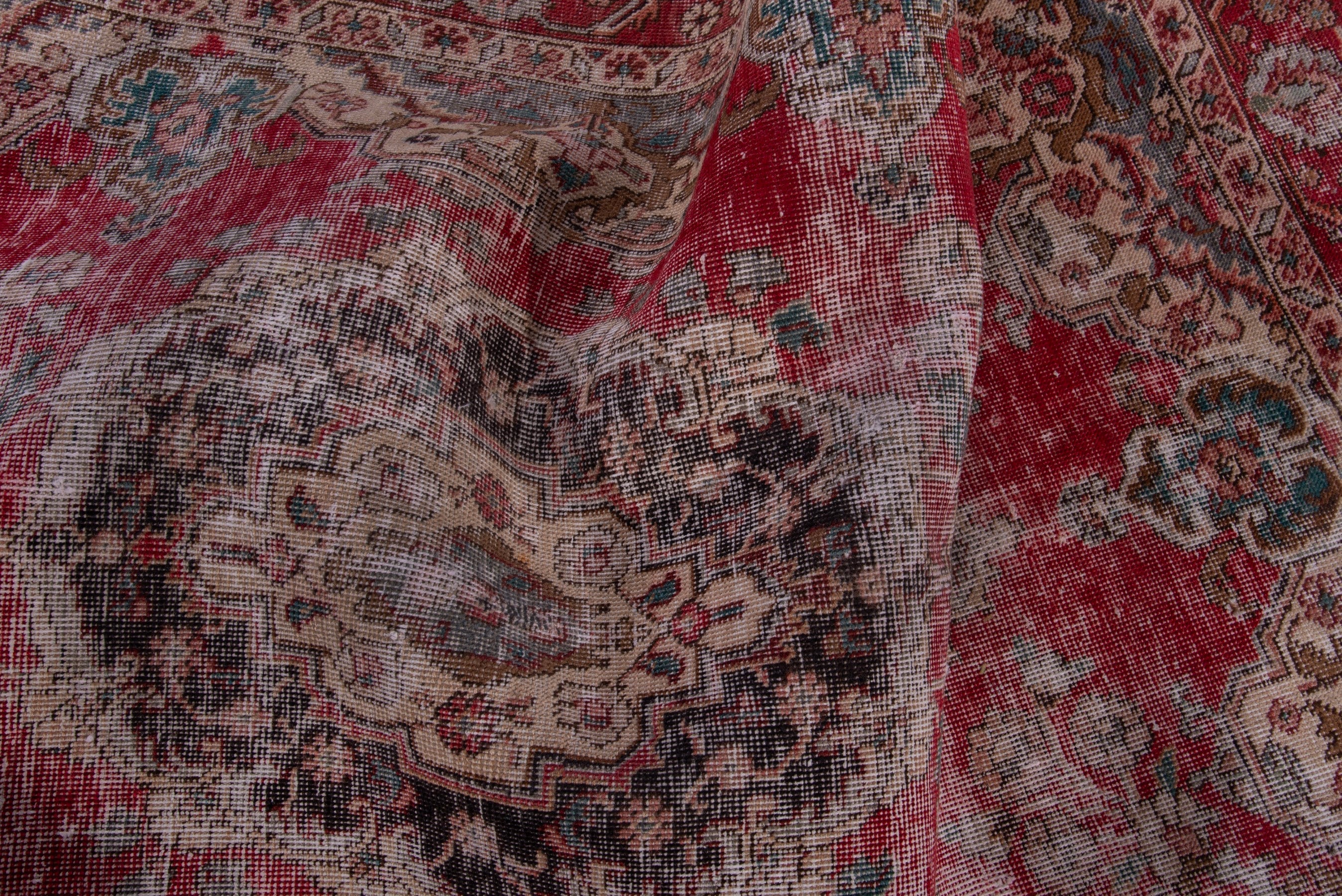 Persian Tabriz accent rug in faded red and greige, view 14 of 17