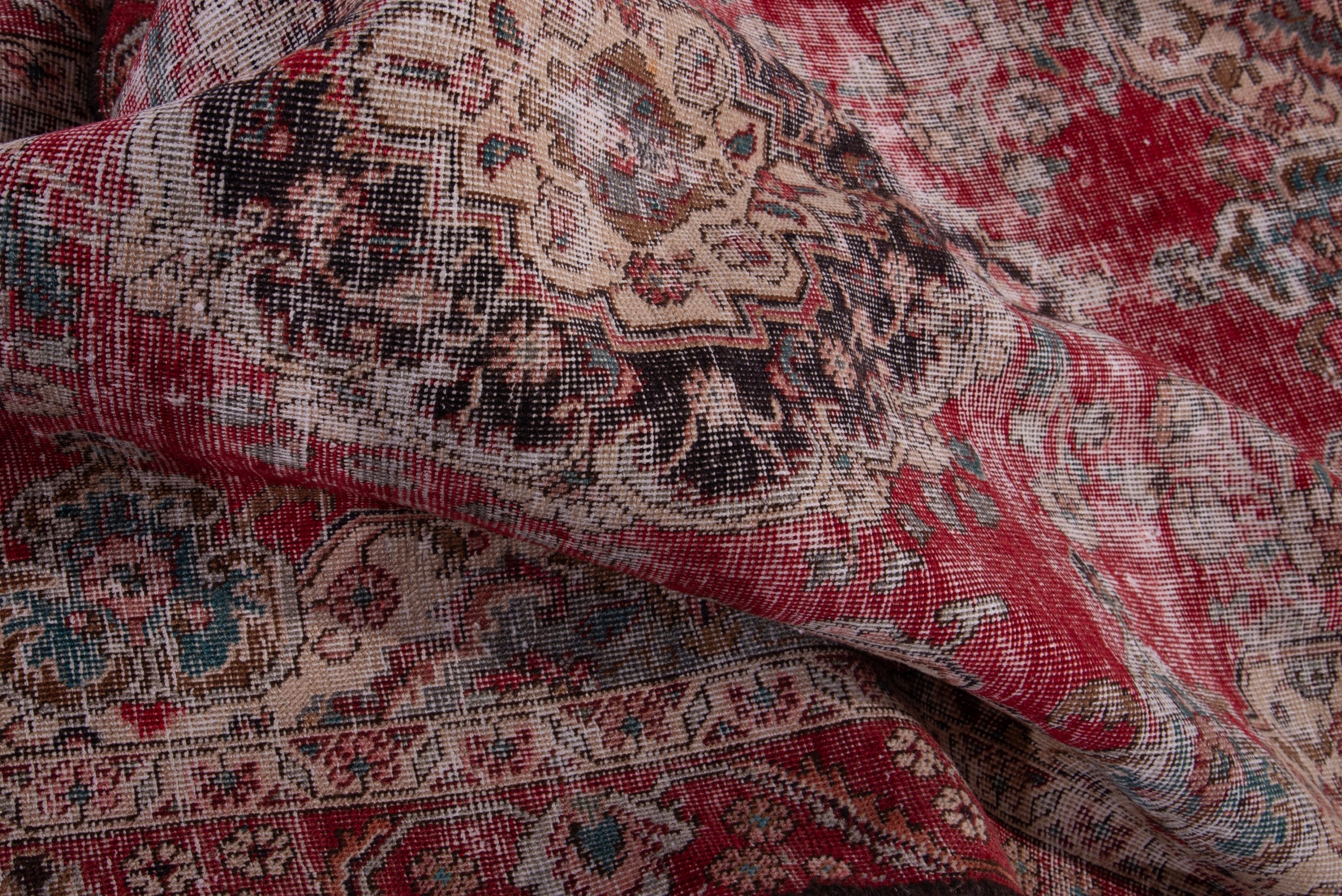 Persian Tabriz accent rug in faded red and greige, view 15 of 17