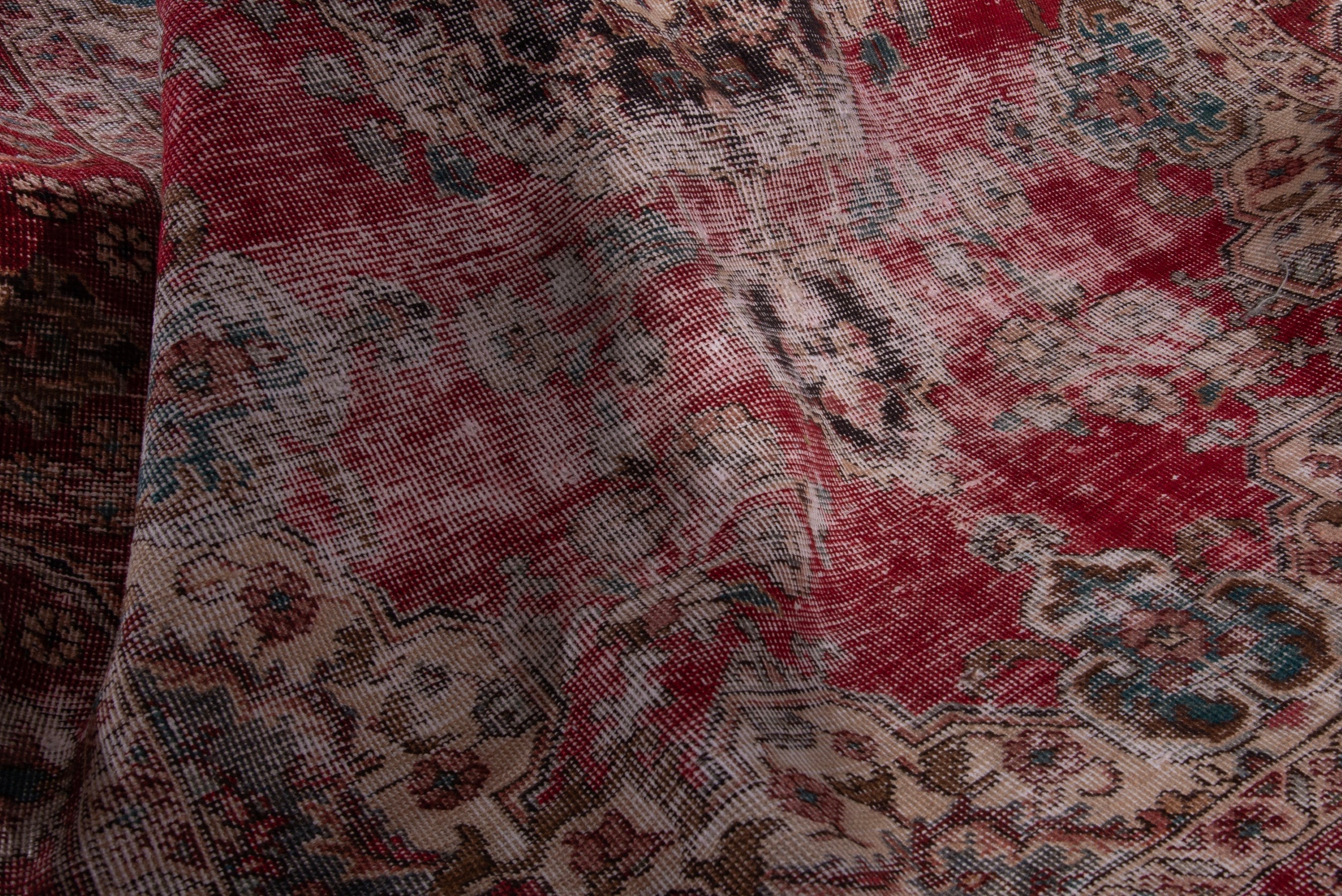 Persian Tabriz accent rug in faded red and greige, view 16 of 17