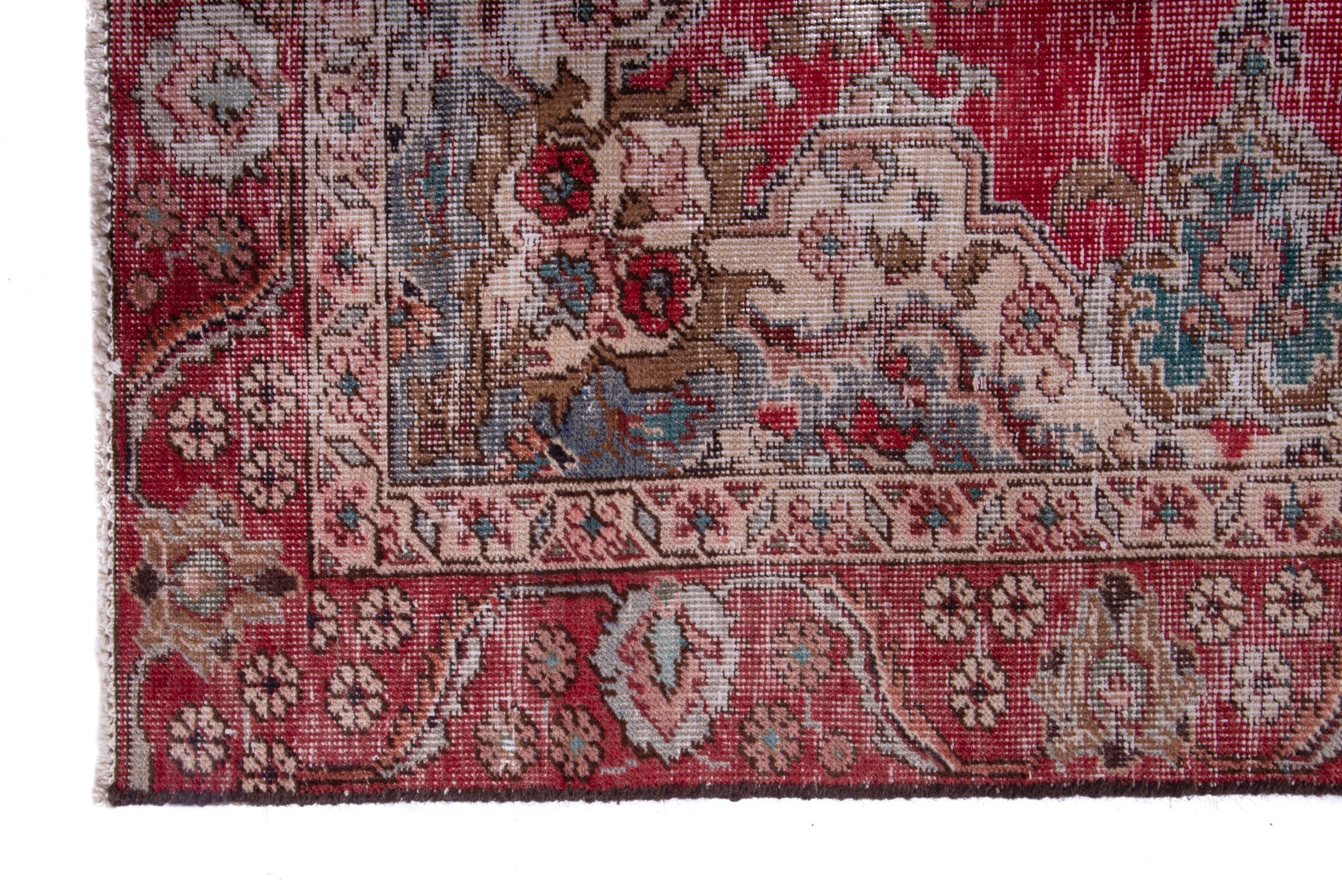 Persian Tabriz accent rug in faded red and greige, view 5 of 17