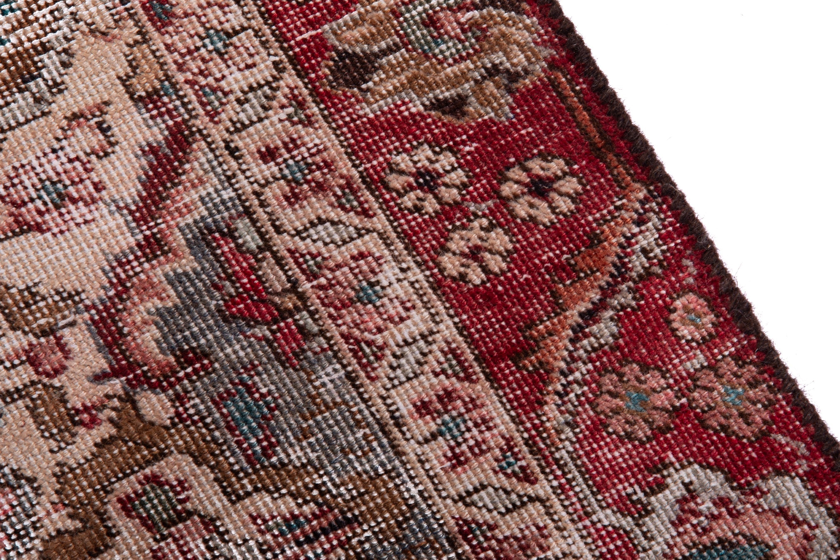 Persian Tabriz accent rug in faded red and greige, view 7 of 17