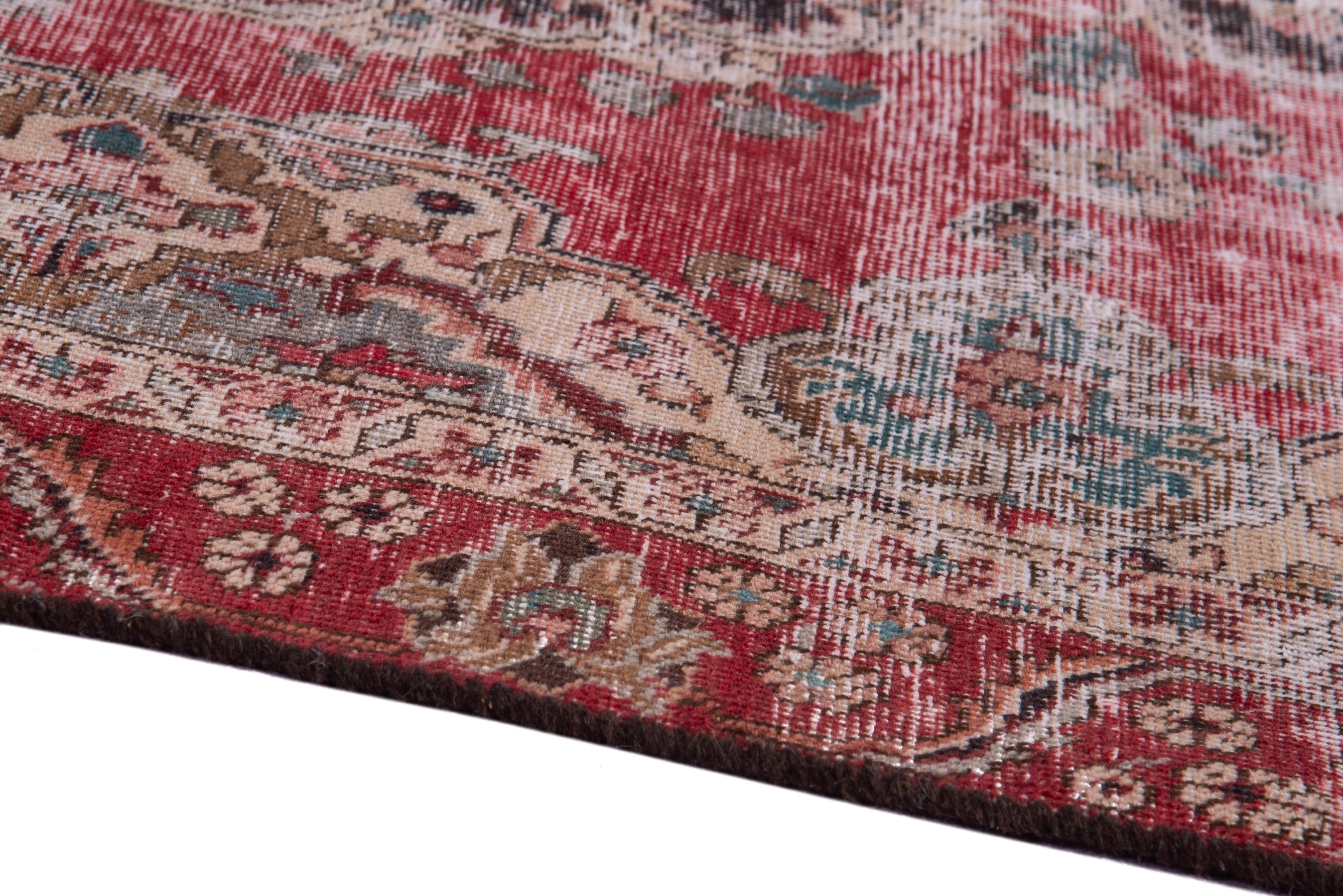 Persian Tabriz accent rug in faded red and greige, view 8 of 17