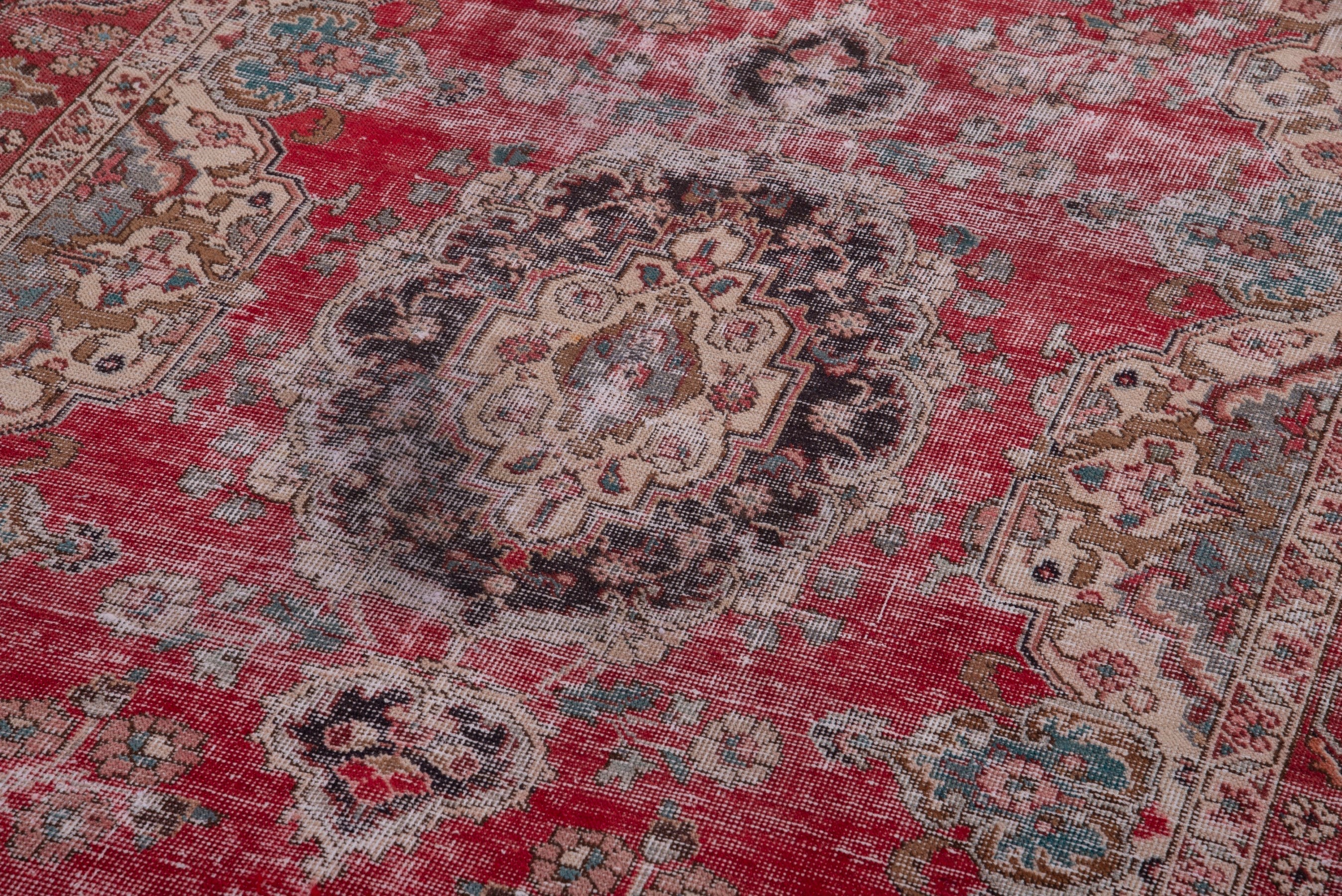 Persian Tabriz accent rug in faded red and greige, view 9 of 17