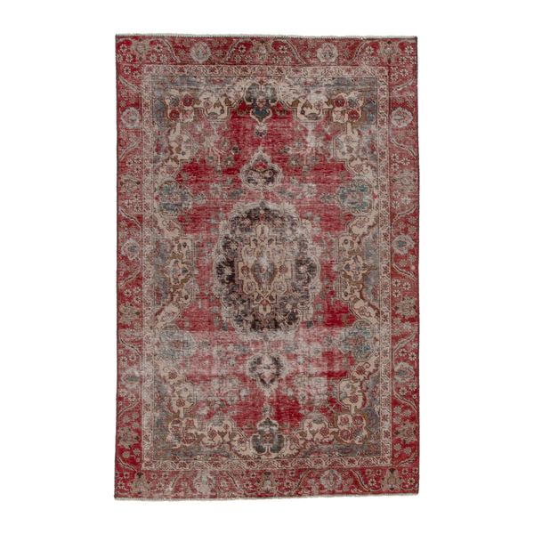 Persian Tabriz accent rug in faded red and greige, 3'10" x 6'