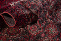 Persian Baluch accent rug in dark brown and deep red, view 14 of 17