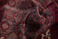Persian Baluch accent rug in dark brown and deep red, view 16 of 17