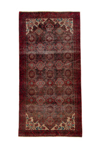 Persian Baluch accent rug in dark brown and deep red, view 2 of 17