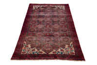 Persian Baluch accent rug in dark brown and deep red, view 3 of 17