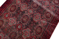 Persian Baluch accent rug in dark brown and deep red, view 5 of 17