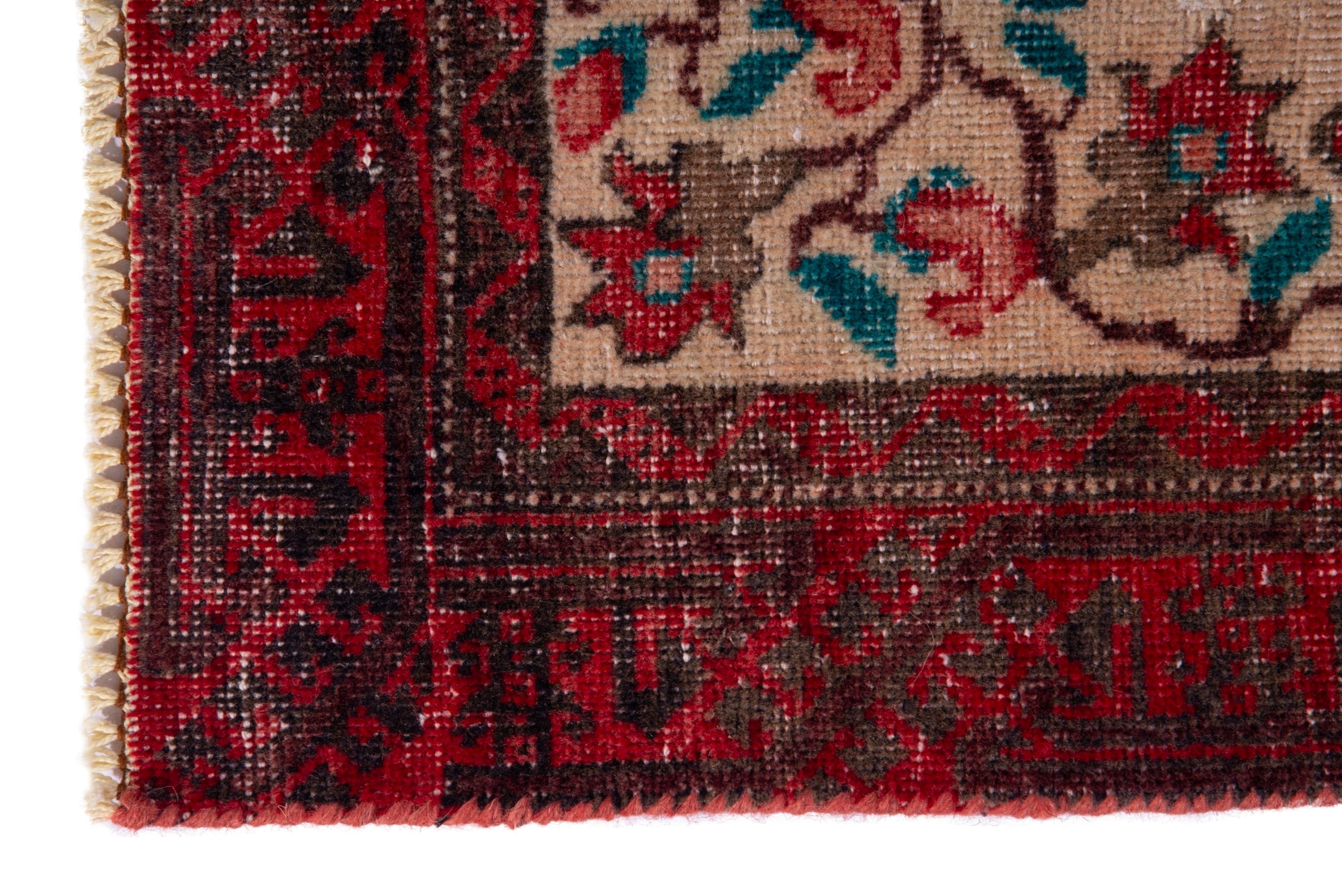 Persian Baluch accent rug in dark brown and deep red, view 5 of 16